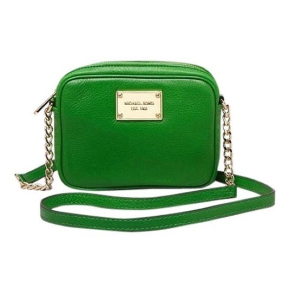 MICHAEL Michael Kors Green Leather Small Crossbody Bag with Gold Hardware